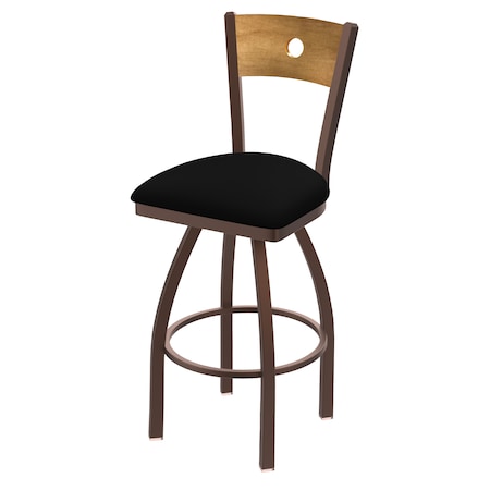 Holland Bar Stool Co 25" Swivel Counter Stool, Bronze Finish, Med Back, Black Vinyl Seat 83025BZMedMplBBlkVinyl